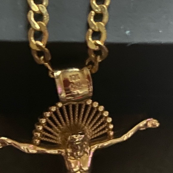 10k 24 inch 3.5 mm solid gold chain with pendant - Picture 3 of 6